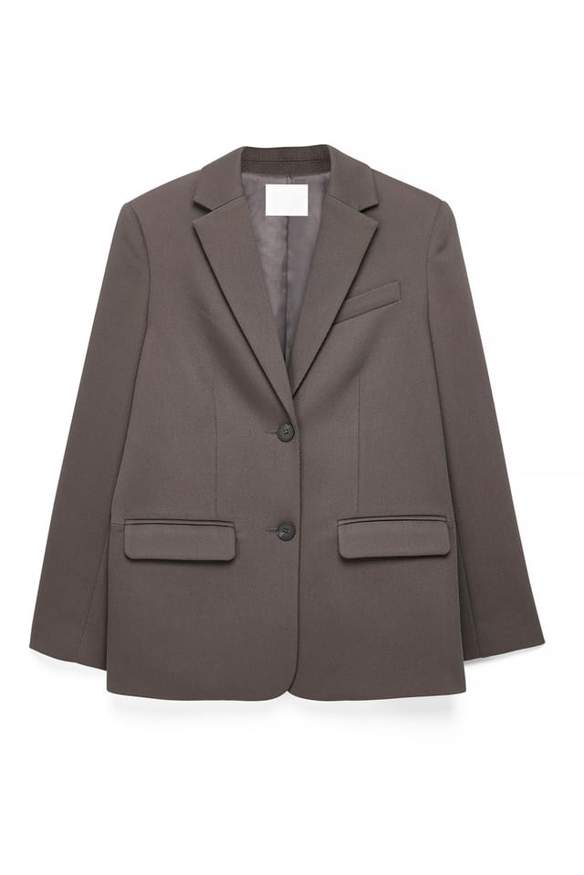 Khaki Green Oversized Twill Blazer