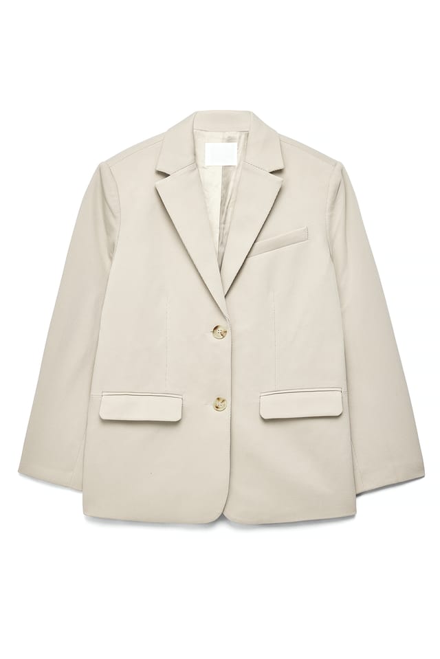 Sand Oversized Twill Blazer