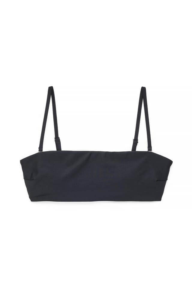 Black gepolstertes Bandeau-Bikini-Oberteil