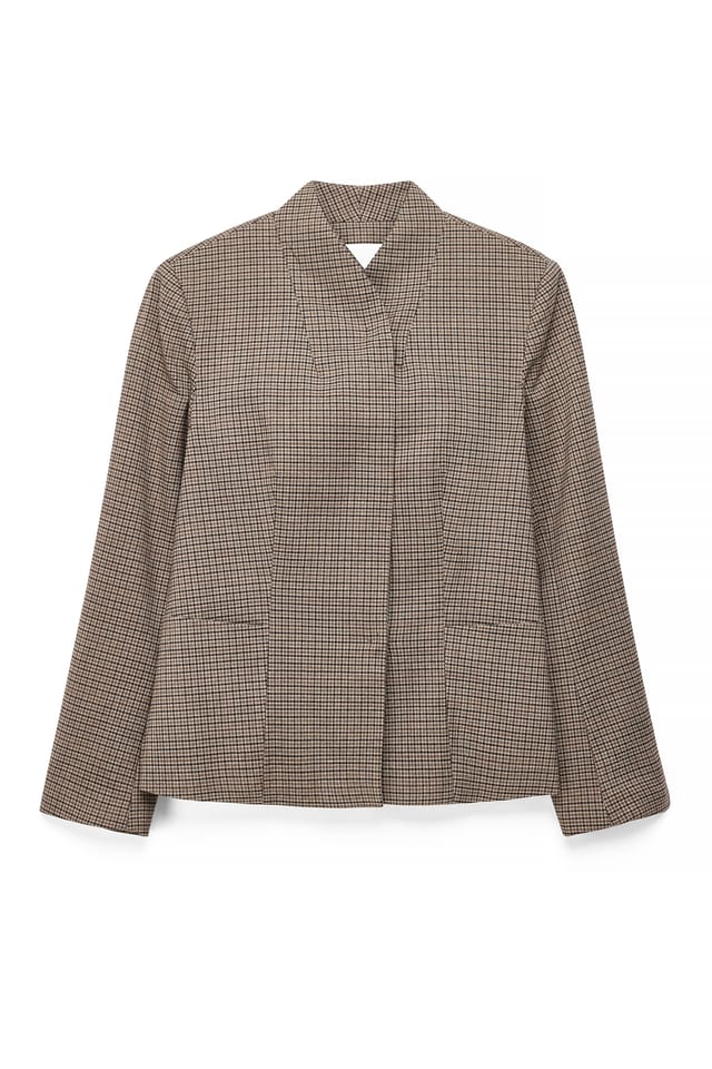 Brown Check Blazer mit Musterdetail