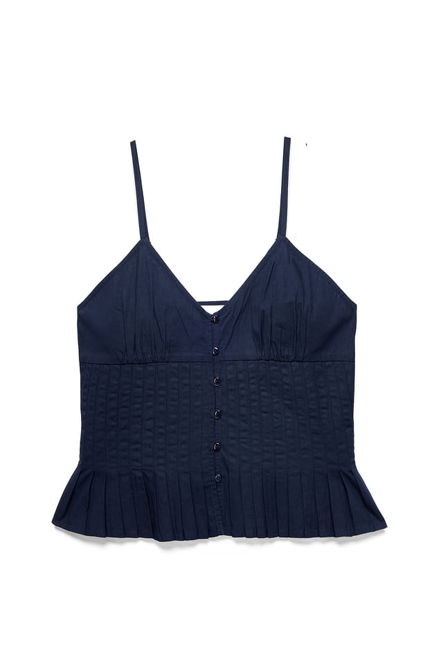 Navy Singlet mit Pintucks