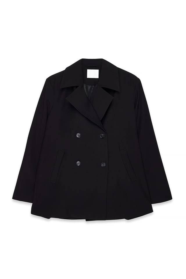 Black Trenchcoat mit Plissee-Detail