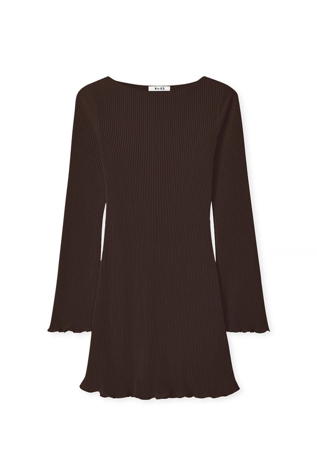 Dark Brown Plisseret minikjole
