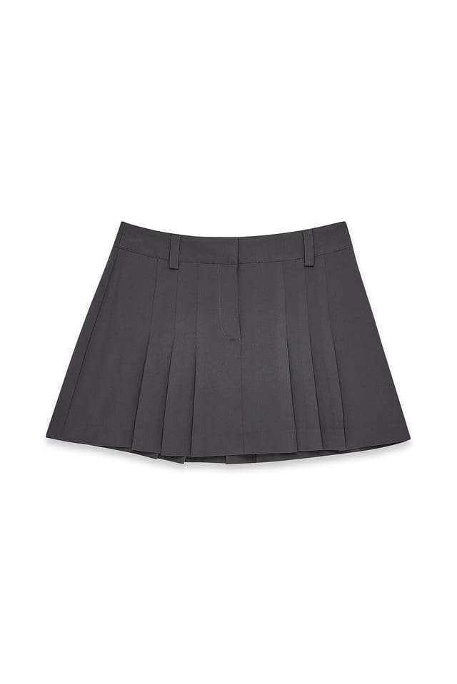 Grey Pleated Mini Skirt