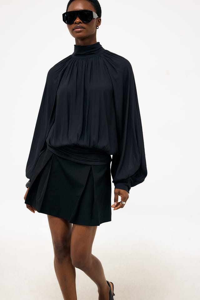 Black Pleated Mini Skirt