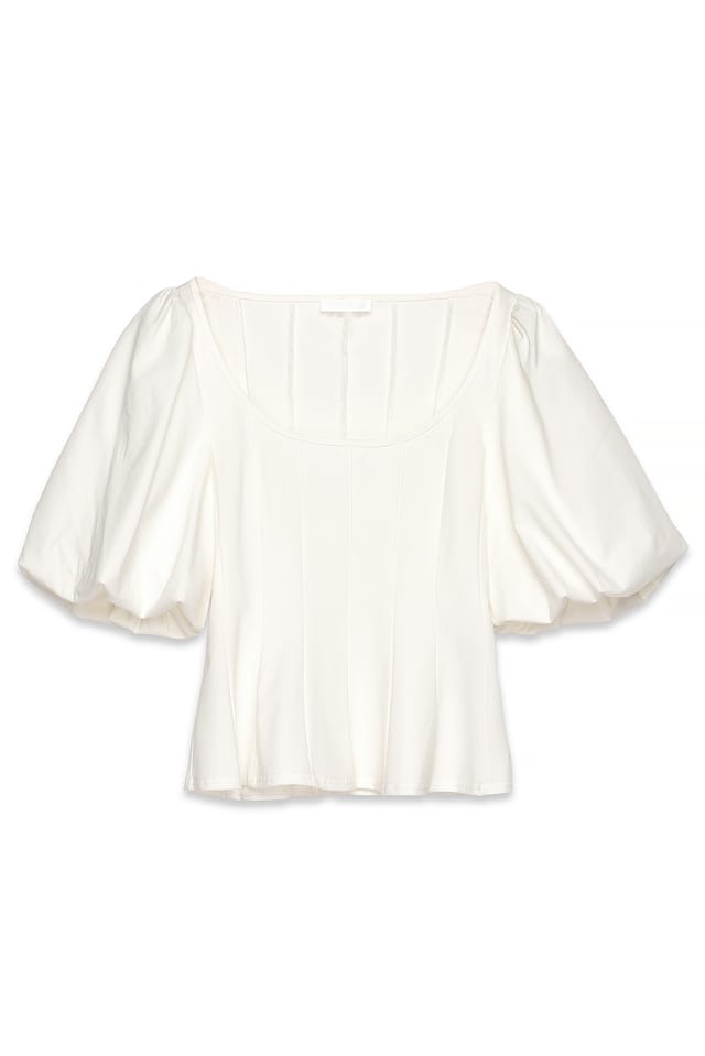 Offwhite Pleated Puff Sleeve Top