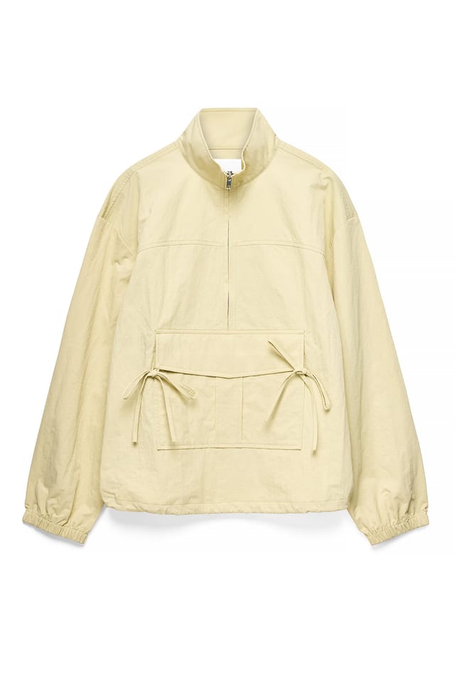 Beige Pocket Detail Half Zip Jacket