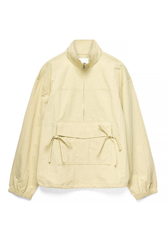 Beige Pocket Detail Half Zip Jacket