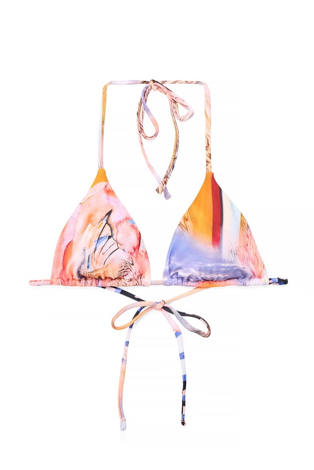 Multicolor Printed Triangle Bikini Top