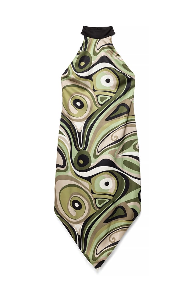 Print Robe mi-longue imprimée à dos nu