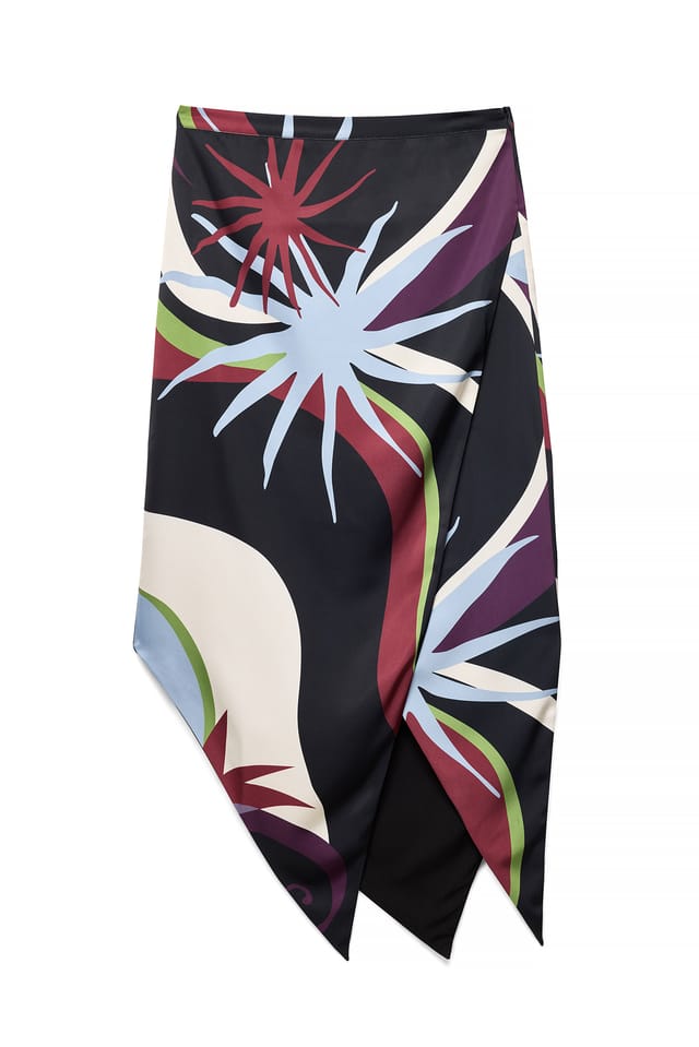 Abstract Print Jupe mi-longue imprimée à taille mi-haute