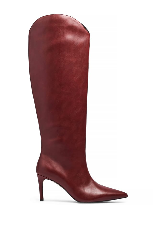 Burgundy PU Spitz Stiletto Stiefel