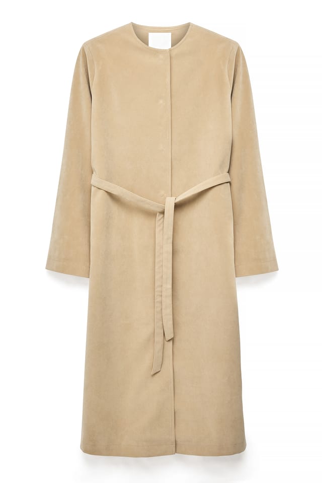 Beige Manteau à ceinture en faux daim