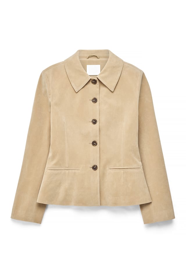 Beige Veste tailleur en faux daim