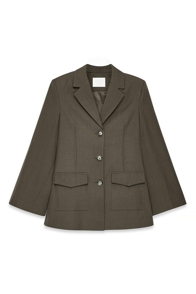 Beige Vanlig blazer med ficka