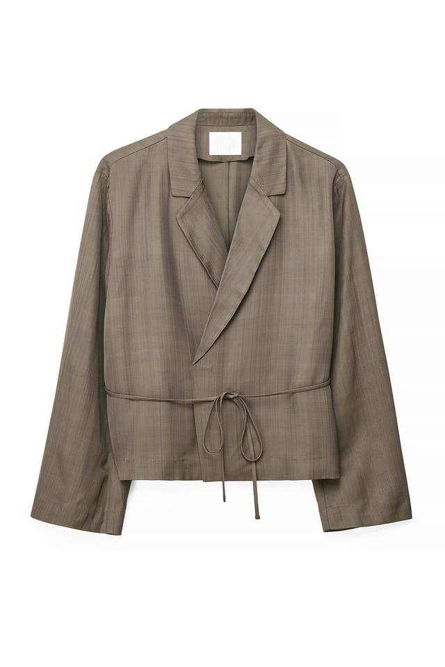 Brown Relaxed Front Tie Blazer