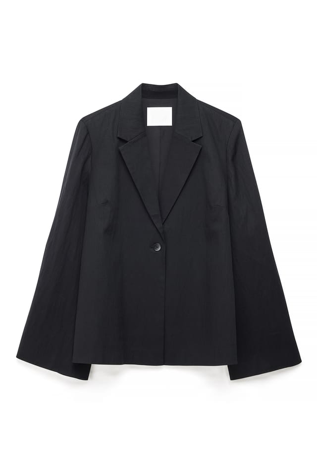 Black Avslappnad blazer i lyocellblandning