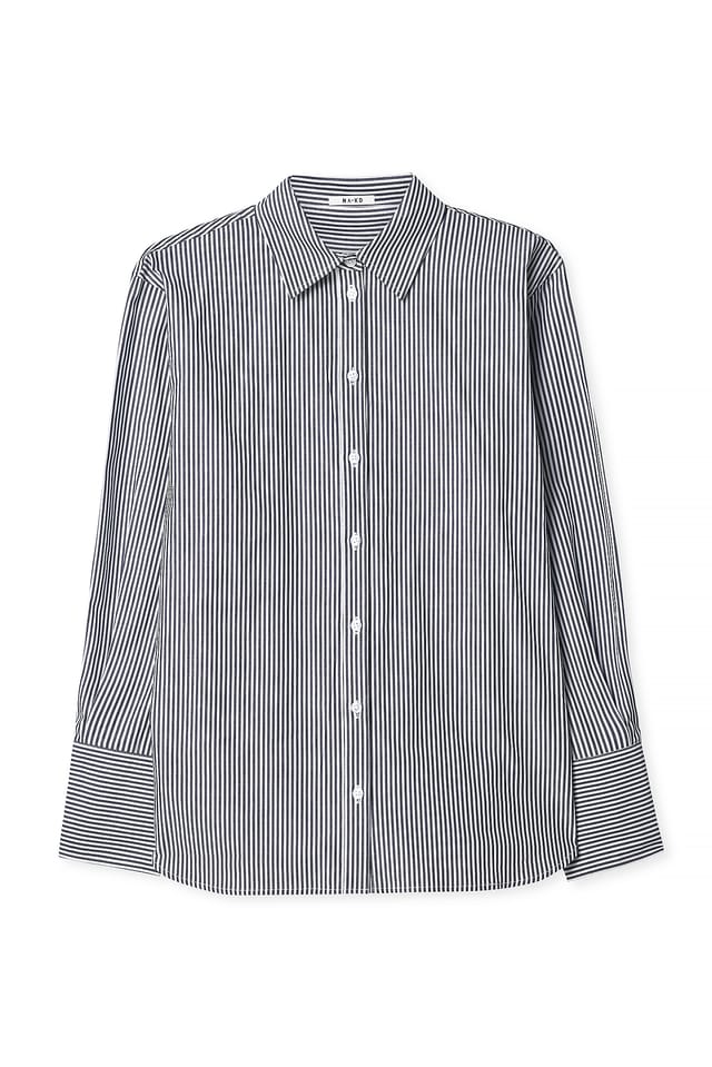 Navy Stripe Relaxed Cotton Shirt