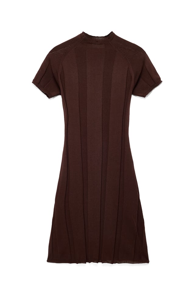 Brown Ribbstrikket Minikjole