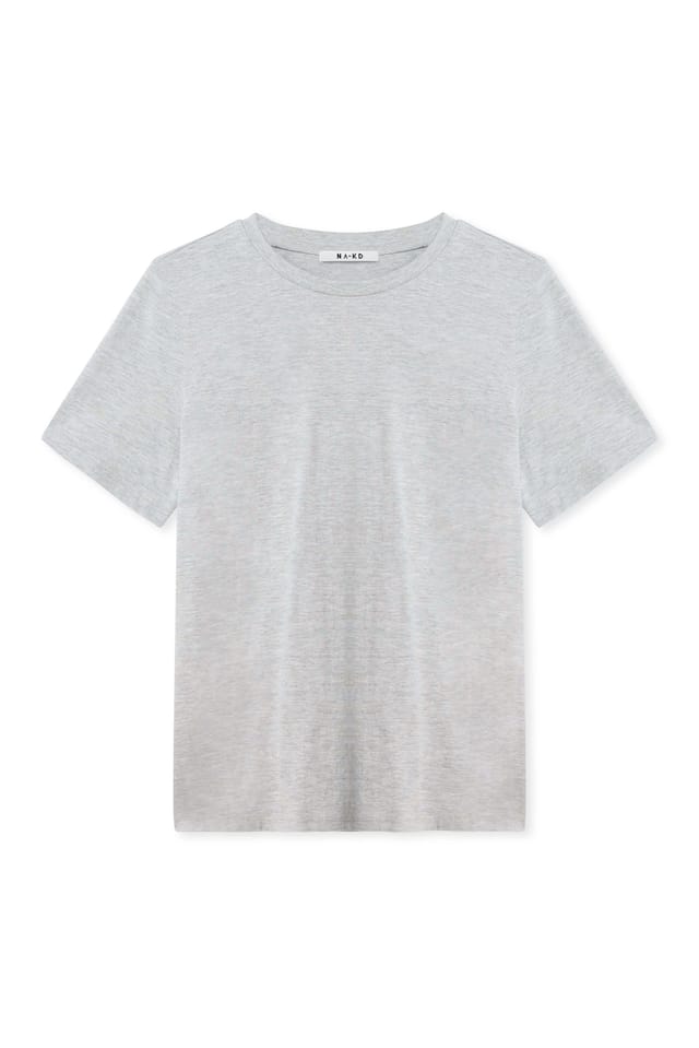 Grey Melange T-shirt en coton à col rond