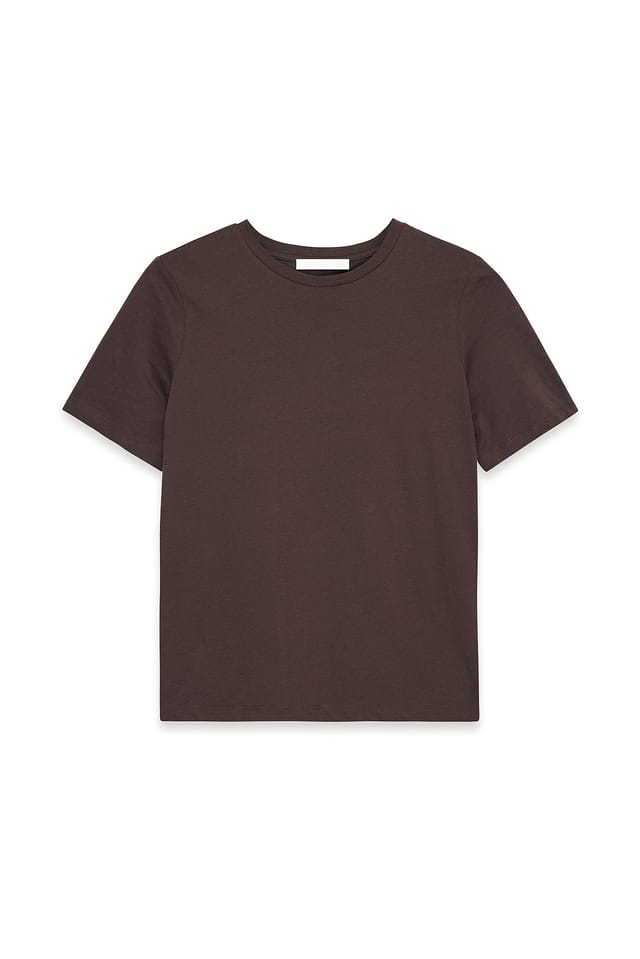 Dark Brown Round Neck Cotton T-Shirt