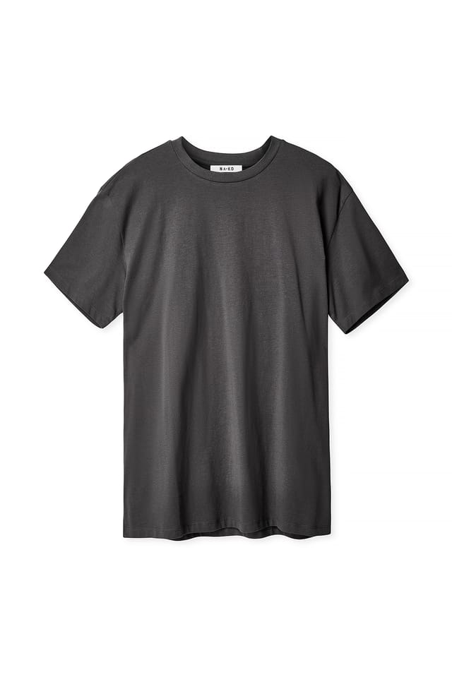 Off Black Round Neck Oversized Tee