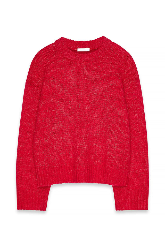 Red Strickpullover aus Wollmischung mit Rundhalsausschnitt