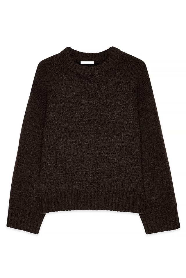 Brown Strickpullover aus Wollmischung mit Rundhalsausschnitt