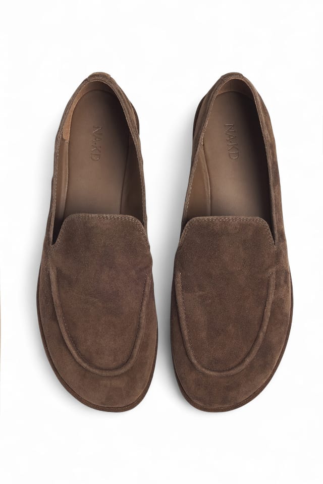 Brown Runde Wildleder-Slipper