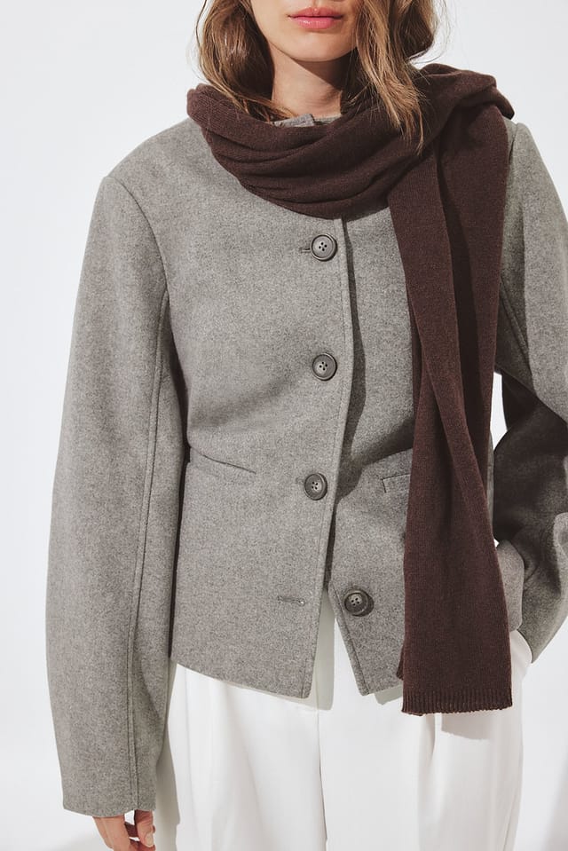 Grey Rounded Sleeve Short Coat
