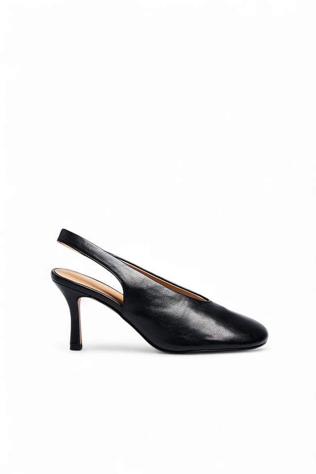 Black Rounded Slingback Pumps