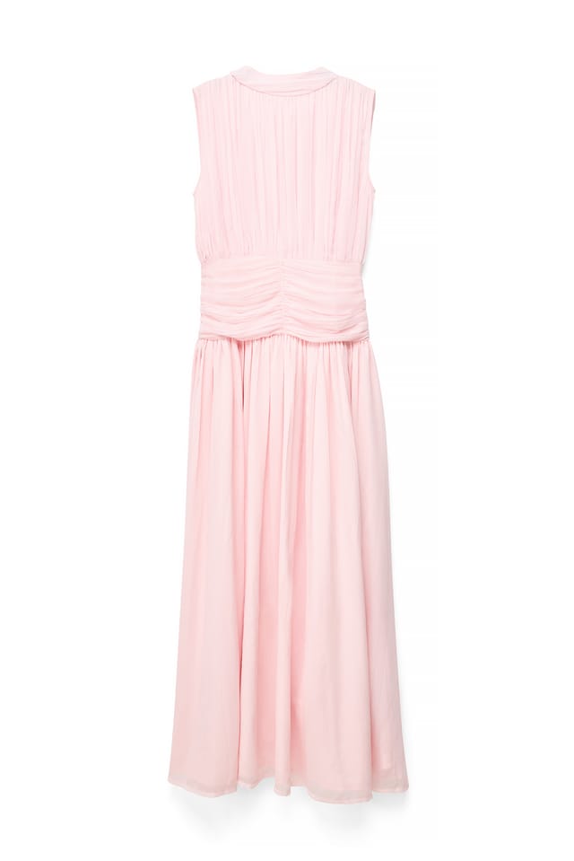 Light Pink Ruched Smock Maxi Dress