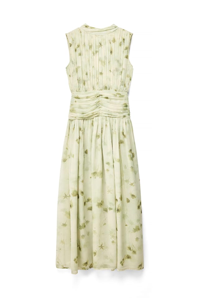 All Over Print Ruched Smock Maxi Dress