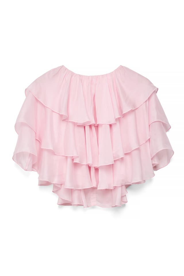 Light Pink Ruffle Cropped Blouse