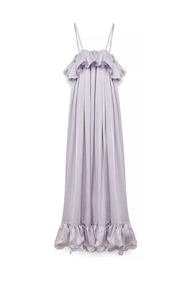 Dusty Lilac Ruffle Volume Maxi Dress