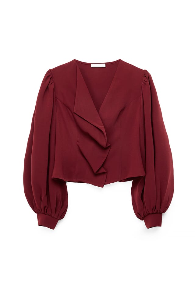 Burgundy Bluse mit Rüschendetail