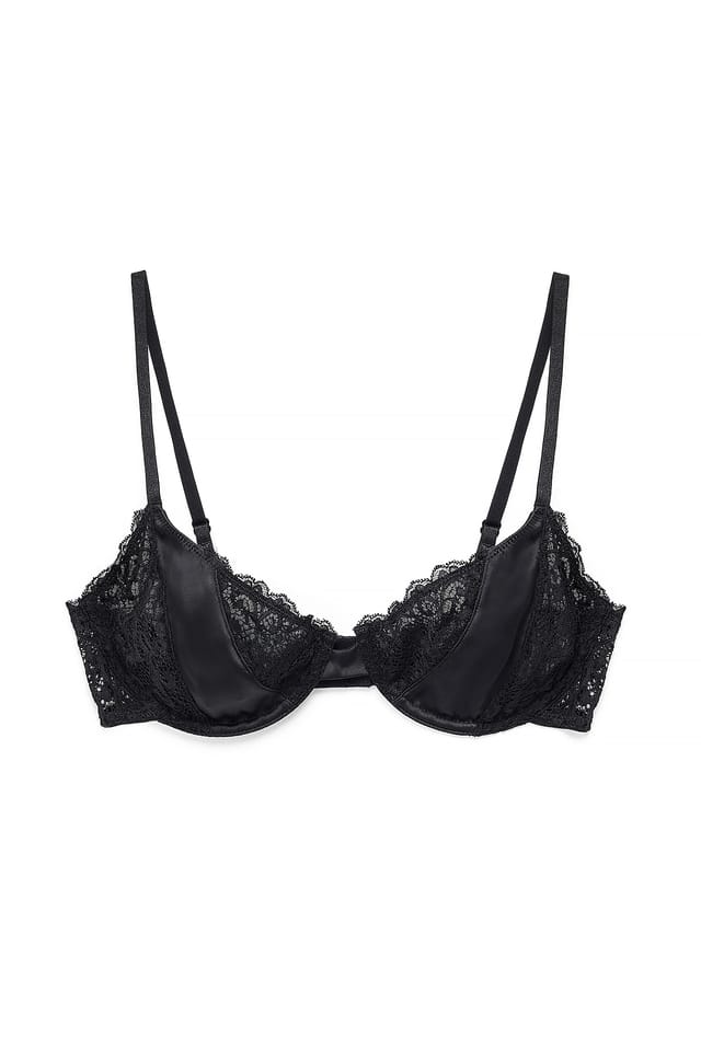 Black Soutien-gorge à armatures en satin
