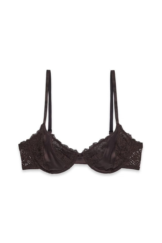 Chocolate Brown Soutien-gorge à armatures en satin