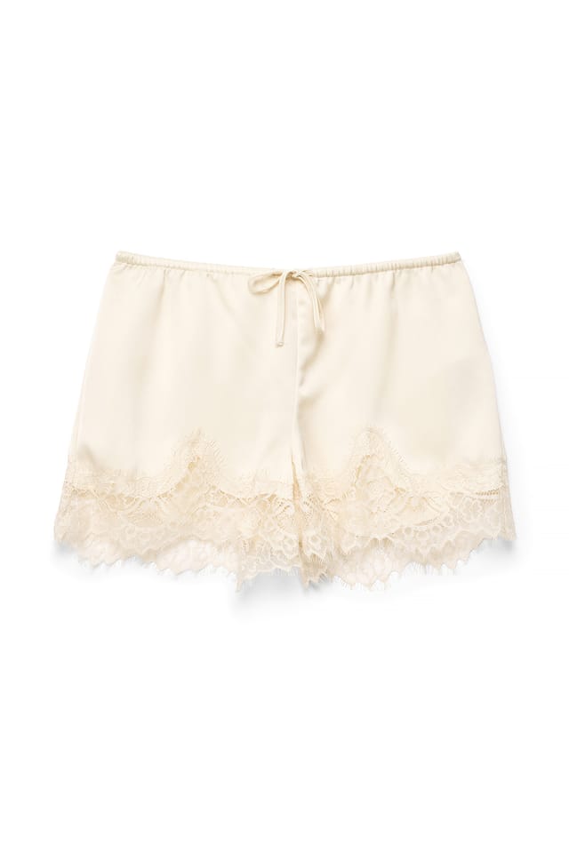 Cream Satin Lace Shorts