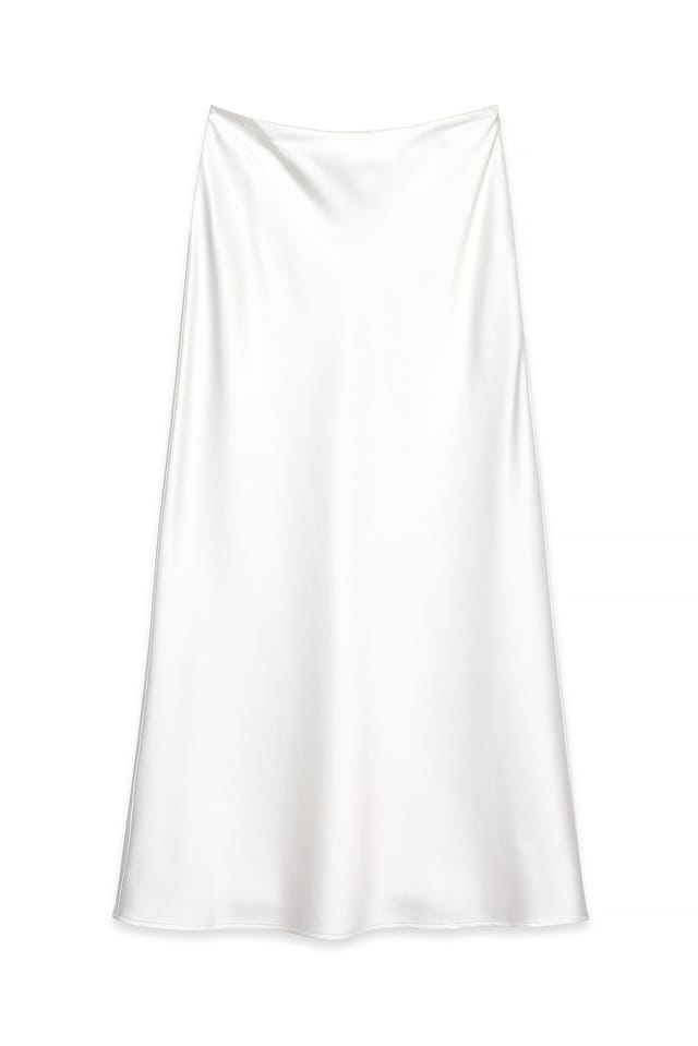 White Satin Midi Skirt