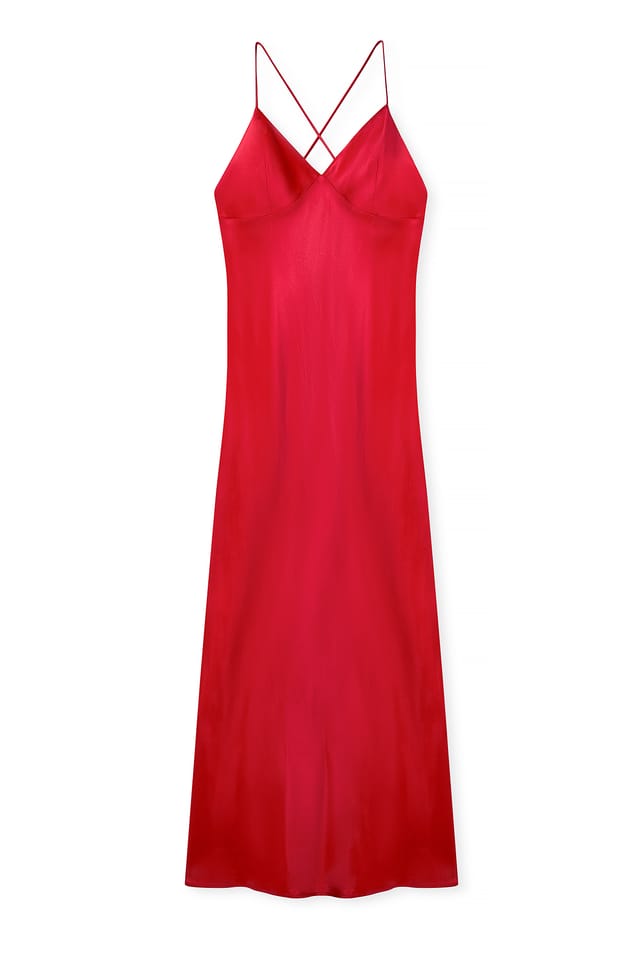 Red Slipklänning i satin