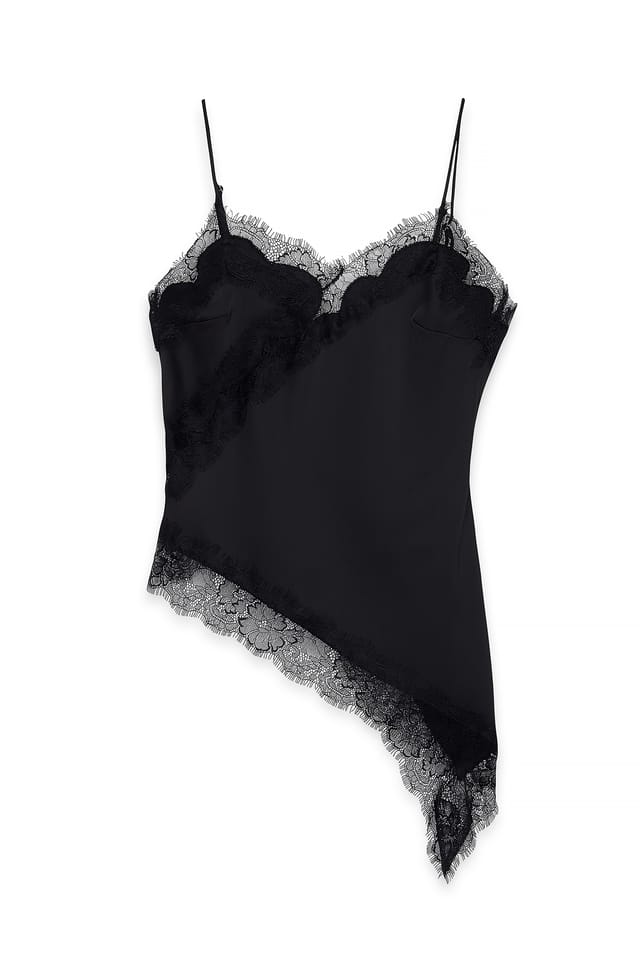Black Singlet med spets och uddkant