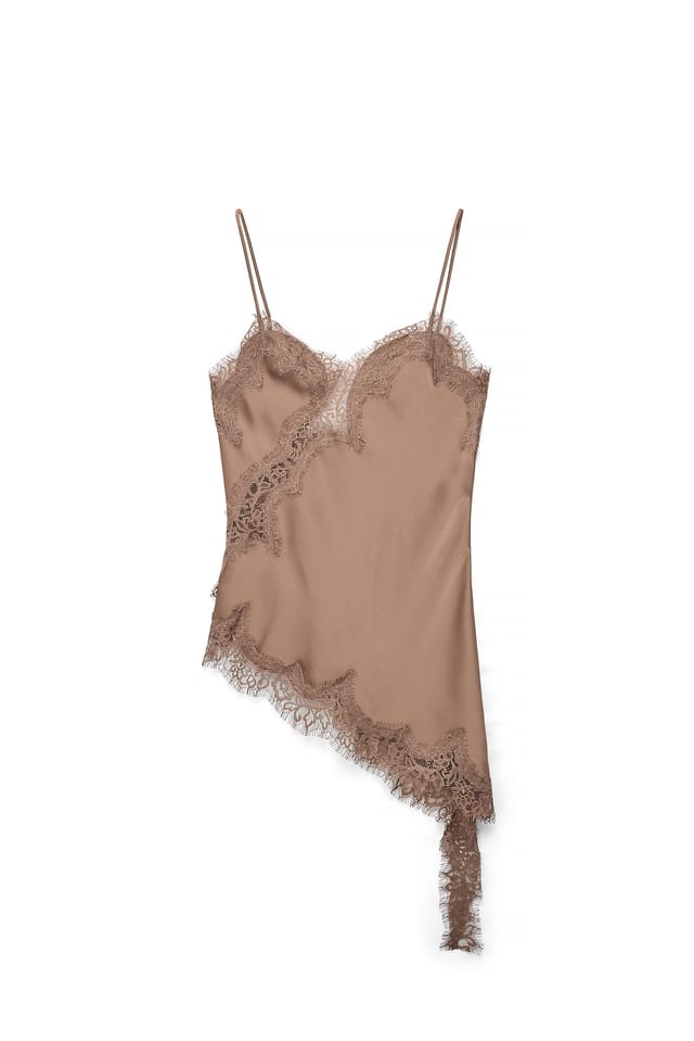 Brown Spitzen-Unterhemd mit Wellenmuster