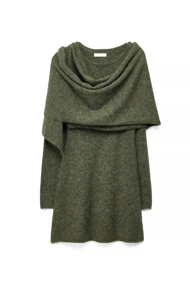 Green Scarf Detail Knitted Mini Dress