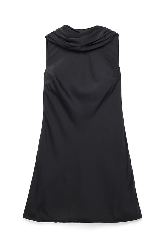 Black Miniklänning i satin med scarfdetalj
