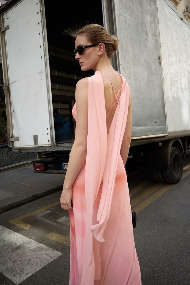 Abstract Print Scarf Maxi Slip Dress