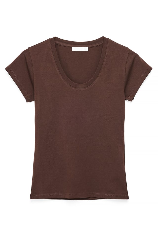 Brown Scoop Neck T-Shirt