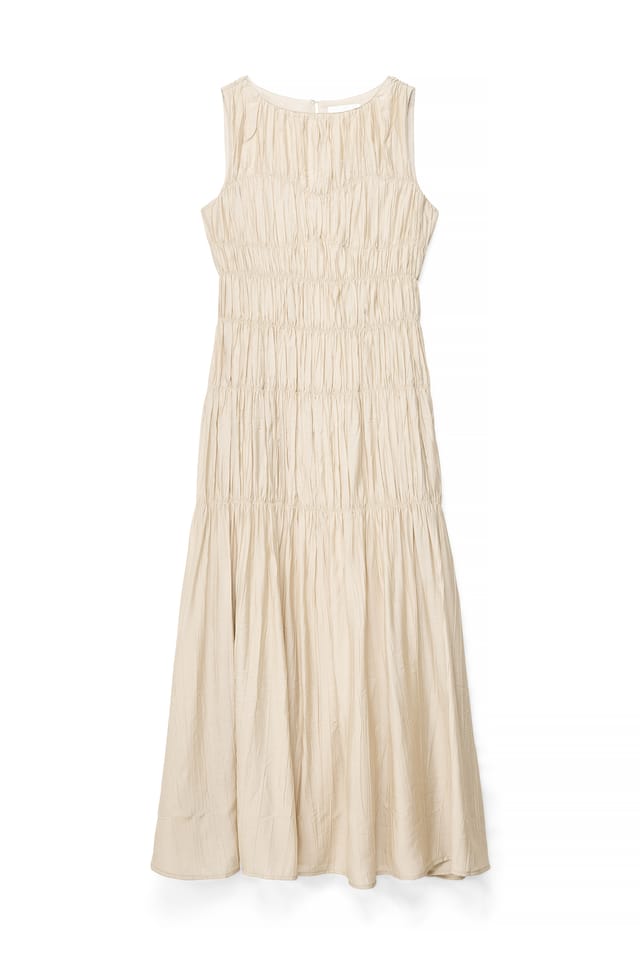 Greige Robe longue à coutures apparentes
