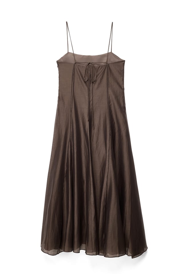Brown Seam Detail Strap Midi Dress
