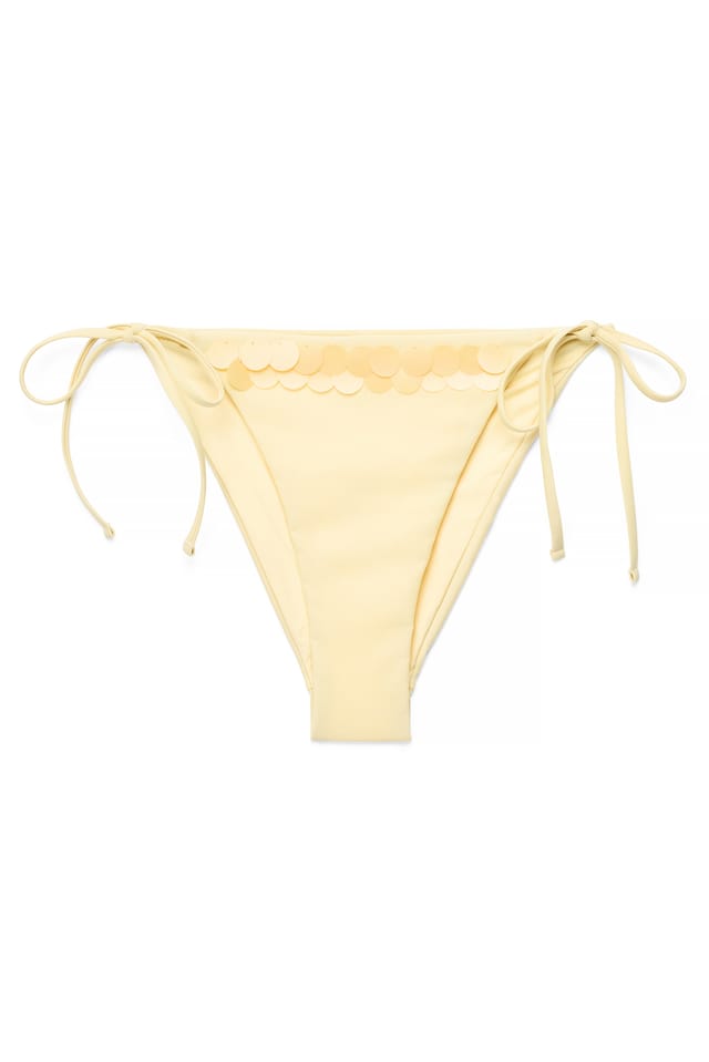 Light Yellow Sequin Detail Bikini Panty